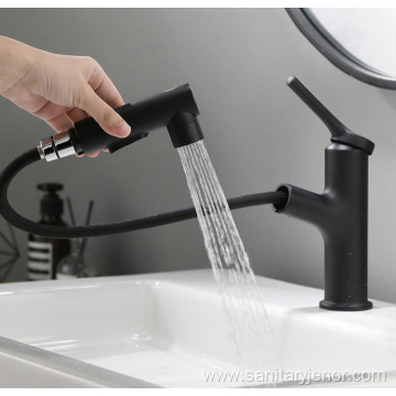 Premium Bathroom Pull Out Black Basin Waterfall Faucet